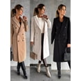 thumbnail image 3 of Abrigo de lana cruzado de manga larga sencillo de otoño e invierno para mujer, 3 of 6