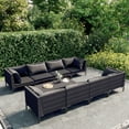 thumbnail image 1 of vidaXL 9 Piece Garden Lounge Set with Cushions Poly Rattan Dark Grey, 1 of 5