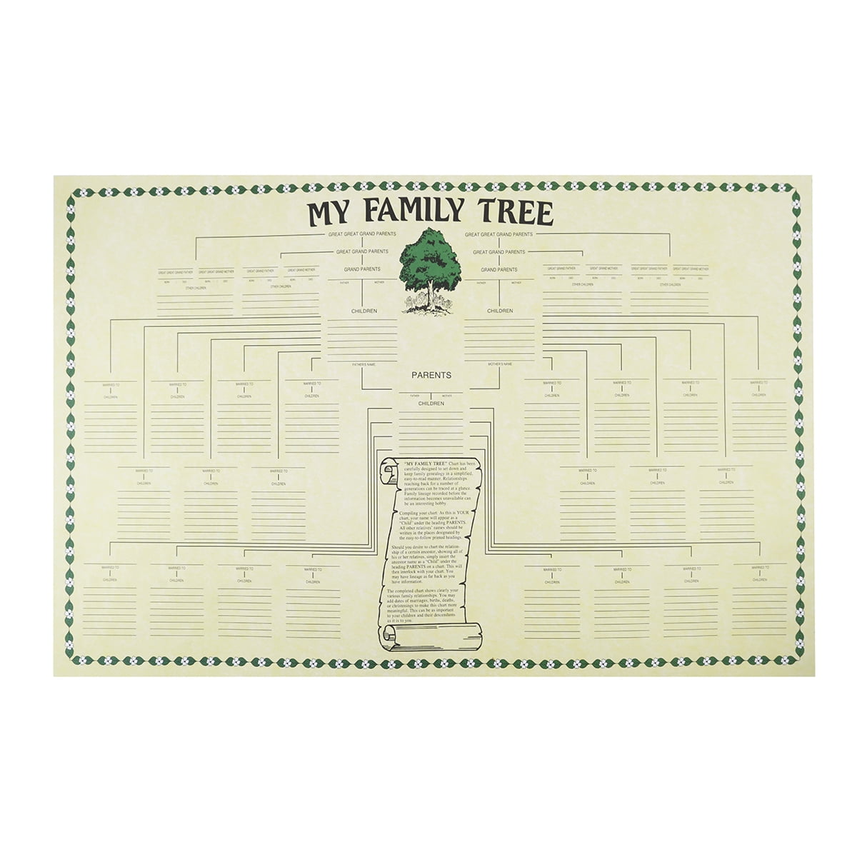 Large Genealogy Family History Tree Genetic Ancestry Chart Big Poster Wall Hanging