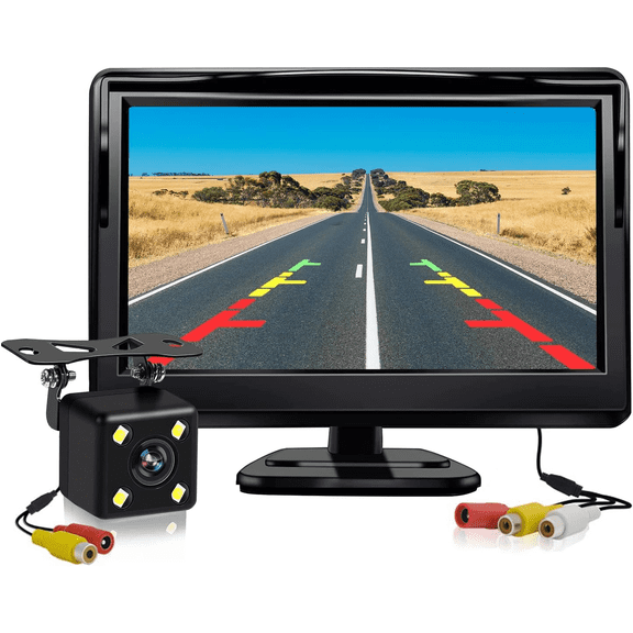 Backup Camera, Car Rear View Reverse Camera with 5in Monitor HD Night Vision 170 °   Wide View Angel Vehicle Back up Camera Systems IP69 Waterproof for Car Truck