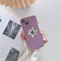 TECH CIRCLE Phone Case for iPhone 13 Pro Max 6.7 inch,Shockproof Camera Lens Protection Hollow Out Show Logo Luxury Plating Silicone Slim Protective Cover,Purple
