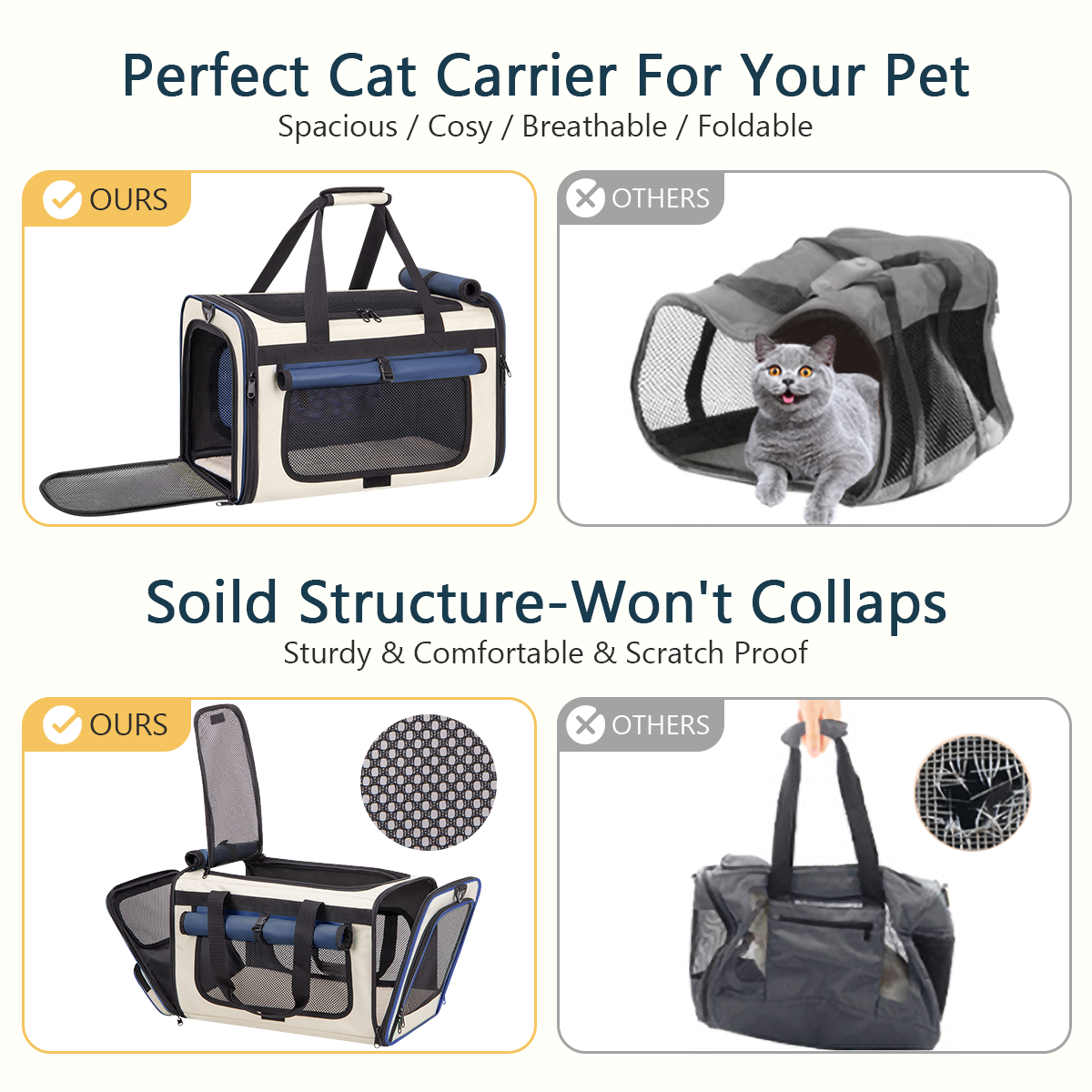 Cshidworld Soft Cat Carrier, Airline Approved, Blue, Large photo 3