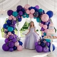 thumbnail image 5 of Purple Blue Balloons Teal Pink Balloon Garland Arch Kit for Birthday Baby Shower Mermaid Stitches Under The Sea Encanto Villain Ocean Luau Party Decorations, 5 of 7