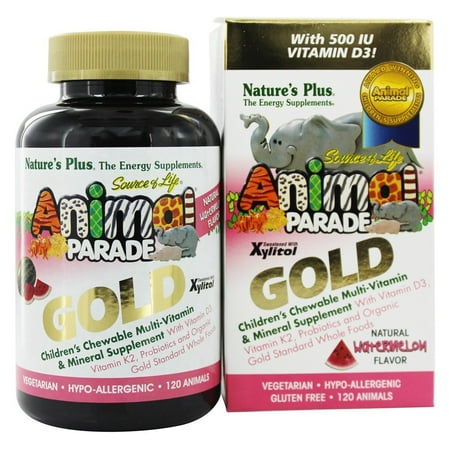 Animal Vitamins - Nature's Plus - Source of Life Animal Parade Gold Children's Chewable Multi-Vitamin & Mineral Natural Watermelon Flavor - 120 Chewable Tablets