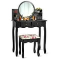 thumbnail image 5 of Pemberly Row MDF and Wood Makeup Vanity Set with Oval Mirror in Black, 5 of 11