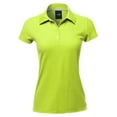 thumbnail image 2 of A2Y Women's Basic Casual 4-Button Junior-Fit PK Ring Spun Cotton Pique Polo Shirt Neon Yellow M, 2 of 6