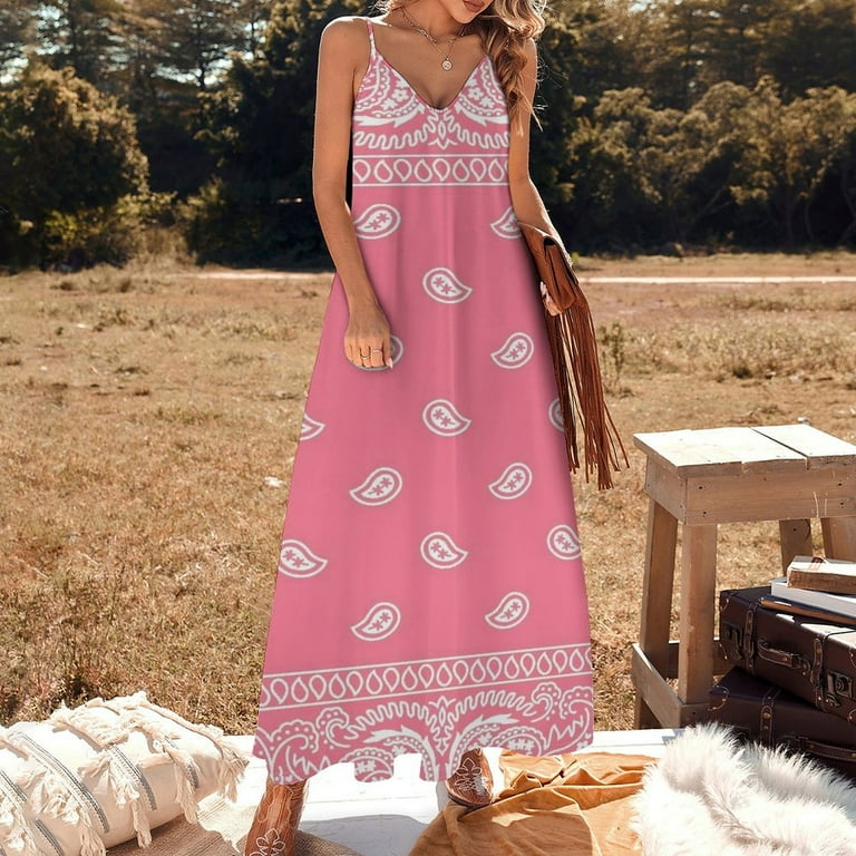 Pink Paisley Bandana Pattern Sleeveless Dress Loose Women's Dress Dresses Luxury Evening Dresses - Walmart.com Pink Paisley Bandana Pattern Sleeveless Dress Loose Women's Dress Dresses Luxury Evening Dresses - Walmart.com
