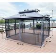 thumbnail image 4 of 13' x 10' Outdoor Canopy Gazebo With Ventilated Double Roof And Mosquito net,Gray, 4 of 6