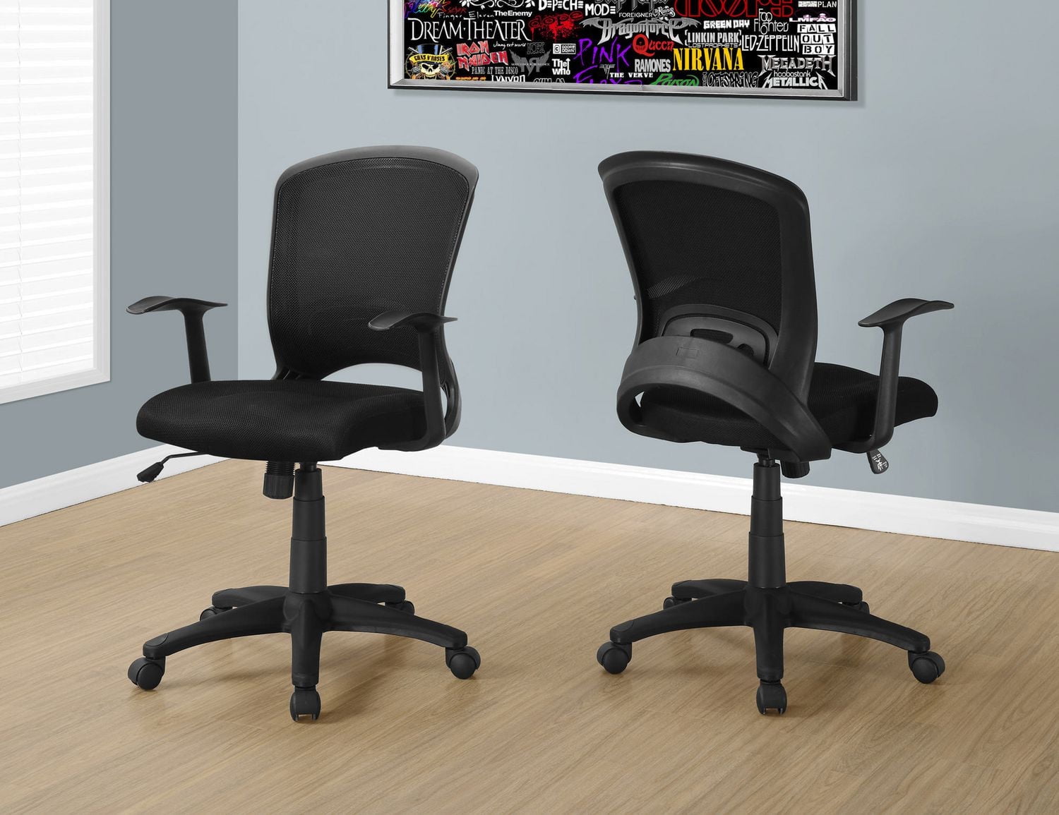 Monarch Specialties Office Chair, Adjustable Height, Swivel, Ergonomic, Armrests, Computer Desk, Work, Metal, Mesh, Black, Contemporary, Modern