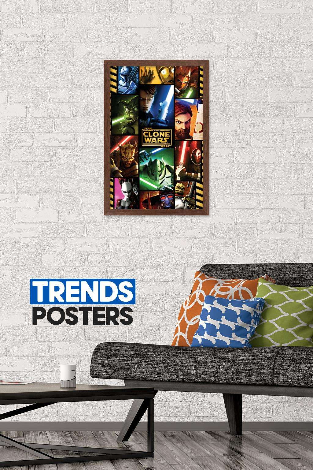 Star Wars: The Clone Wars - Grid Wall Poster, 14.725" x 22.375", Framed