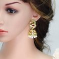 thumbnail image 2 of Vintage Multicolor Yellow Gold Plated CZ Women Dangle Drop Ethnic Pearl Earrings, 2 of 8