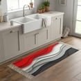 thumbnail image 6 of Area Rug with Tassels 2' x 4', Red Gray Color Blocks Kitchen Runner Rug for Hallway Bedroom Throw Rugs, Gradient Abstract Geometric Soft Door Mat for Bathroom Entrance Living Room, 6 of 9