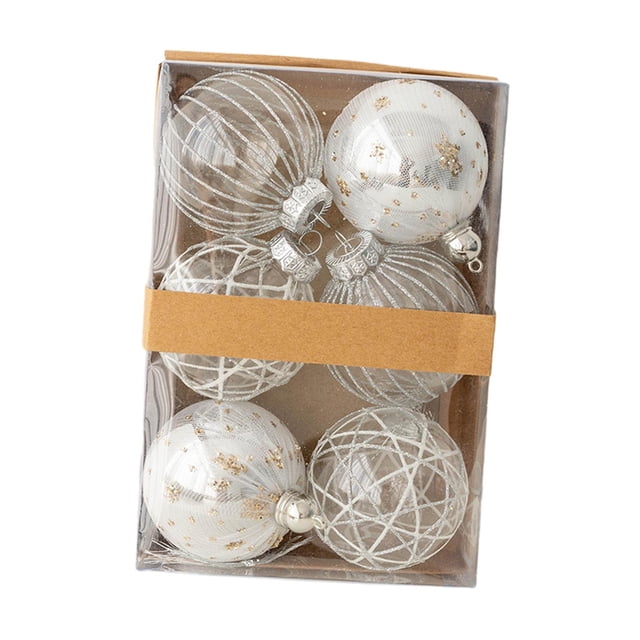 Juego de 6 piezas de adornos de bolas de Navidad, colgantes con lazo, decoración de de Navidad para compromiso, dormitorio, inauguración de la Estilo A
