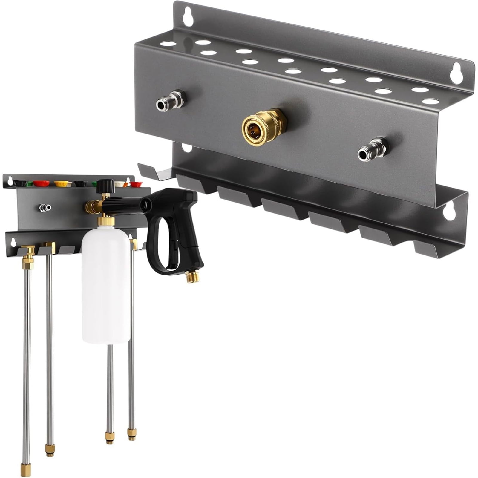 Stainless Steel Wall Mounted Pressure Washer Guns Rack Storage Organiser for Nozzles Foam Cannons Accessories