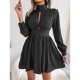 thumbnail image 3 of Vestido de cuello alto con recorte,Vestido de cuello alto de color sólido Vestido de cuello alto de color sólido Mini vestido recortado Grado profesional, 3 of 7