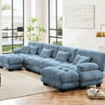 thumbnail image 3 of 173.2" Oversized Couch, 4 Seater Modular Sectional Sofa, Blue Large U Shaped Sectional Couches for Living Room, Fluffy Chenille Fabric Cloud Couch with Ottoman, Deep Seat Sofas, 3 of 14