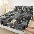 thumbnail image 3 of Homewish Rustic Camo Bed Sheets,Pixel Geometric King Sheets,Green Brown Black Sheet Set For Boys Kids,Ultra Soft Home Decor,4 Pieces, 3 of 7