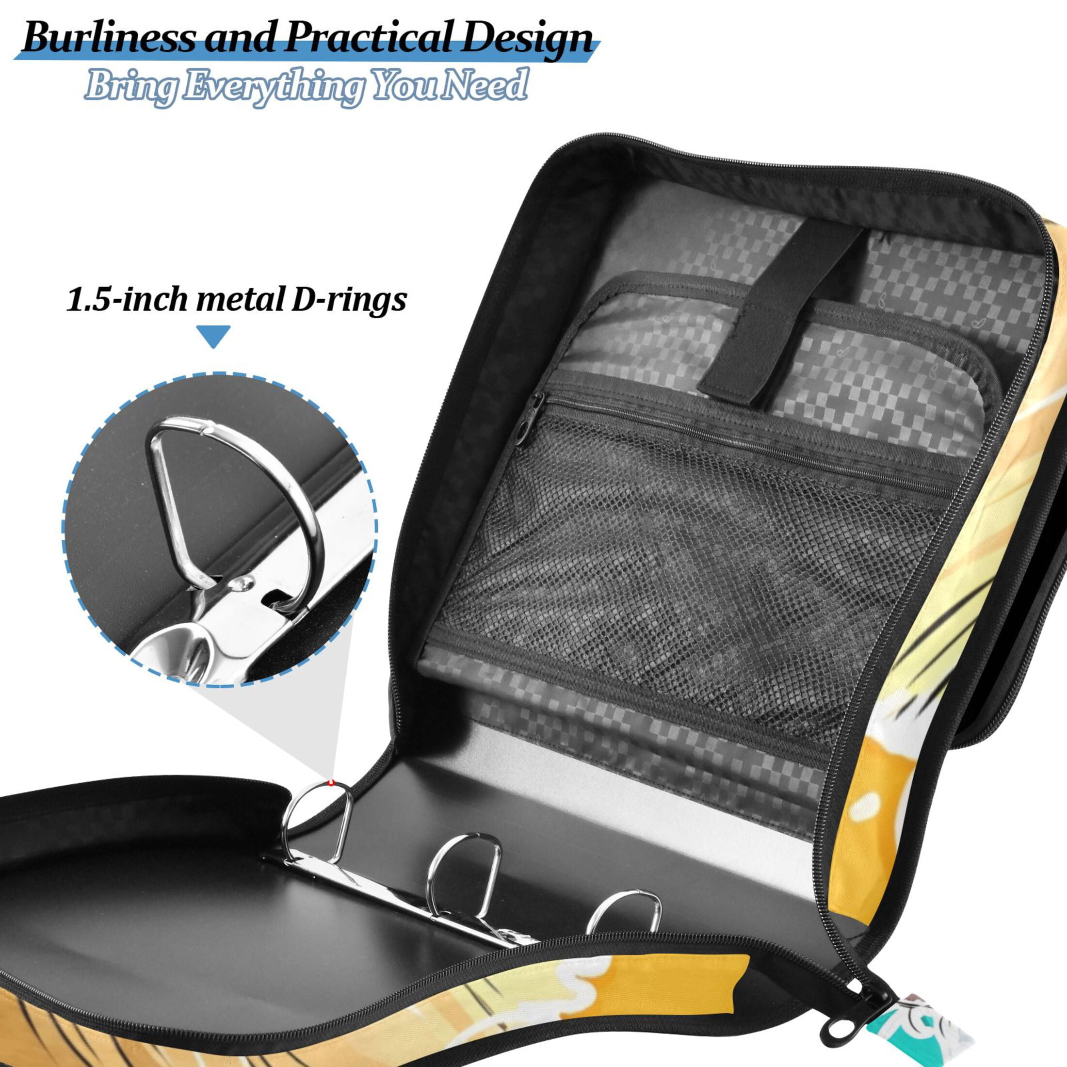 3 Ring Zipper Binder with Shoulder Strap Waterproof Trapper Keeper 2 Inch D-Ring 500 Sheets Capacity Adorable Capybara Poster