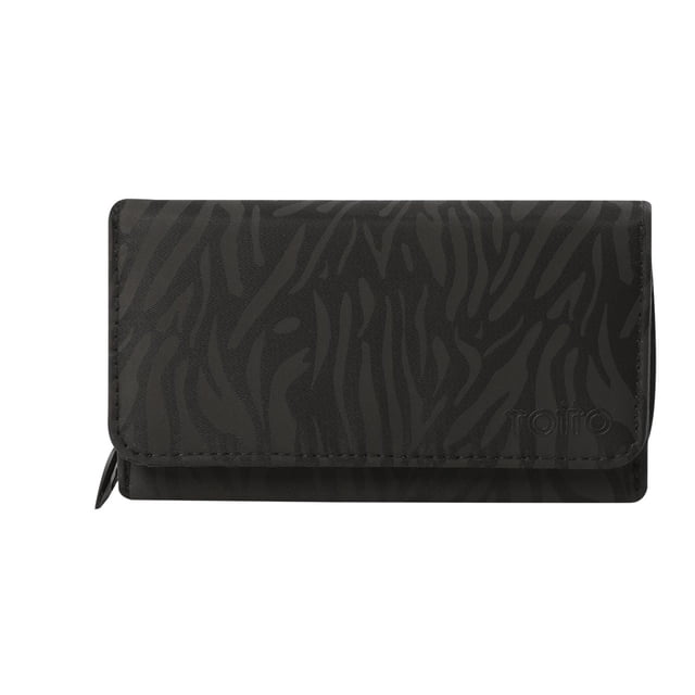 TOTTO Cartera de Dama - Mujer | con Cierre en Broche y RFID Blocker TEXTURE VAR negro G
