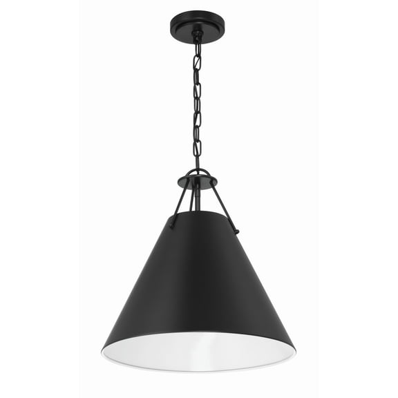 Crystorama Xavier 3 Light Matte Black Pendant - 16"W x 16.5"H x 16"D