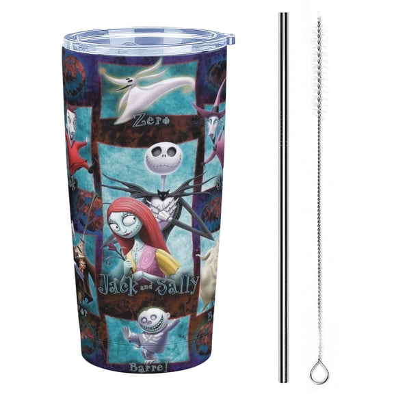 The Nightmare Before Christmas Stainless Steel Tumbler Cup 20 oz with Lid Double Walled Insulated Travel Coffee Cup Keeps Drinks Cold & Hot