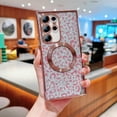 thumbnail image 2 of for Samsung Galaxy S23 Ultra Glitter Magnetic Case, Compatible with Mag-Safe, Leopard Pattern Sparkle Paper Plating Bumper Clear Phone Cover Shockproof for Samsung Galaxy S23 Ultra, Pink, 2 of 12