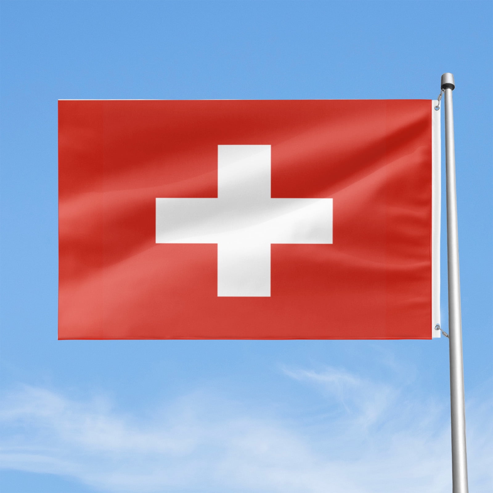 Livetty Double Sided 3 layers Flags 4x6 Ft Switzerland Flags Banner for Yard Decoration Garden Display For World Soccer Play