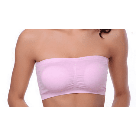

Chollius Women Double Layers Chest Wrap Bra Plus Size Strapless Removable Solid Color Crop Padded Top Stretchy Seamless Bandeau Tube Wild Fashion Tops