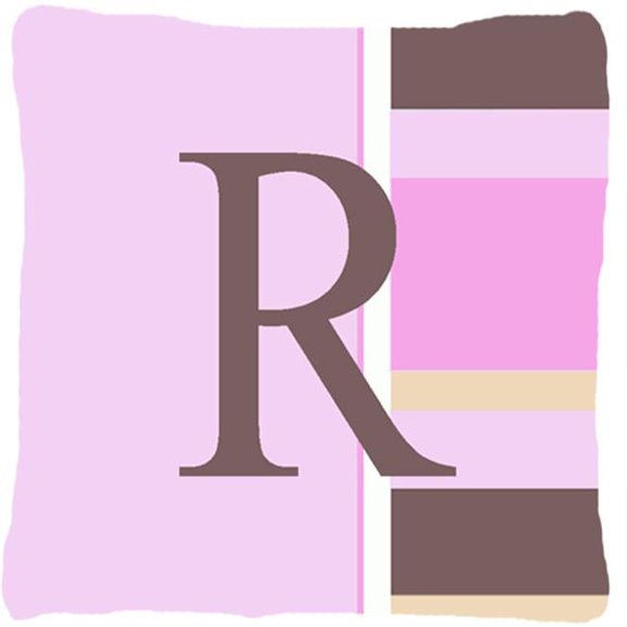 Letter R Initial Monogram - Pink Stripes Decorative Indoor & Outdoor Fabric Pillow
