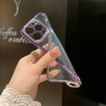 thumbnail image 5 of Clear Glitter Case for iPhone 14, Cute Luxury Bling Sparkly Diamond Rhinestones with Camera Protector Soft TPU Plating Bumper Slim Transparent Women Girls Case for iPhone 14,Purple, 5 of 6