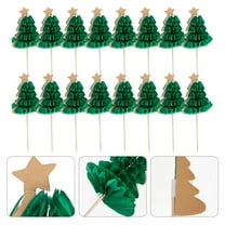 GOOHOCHY 50Pcs Christmas Tree Style Olive Green Wooden Picks For Tropical Party Decorations