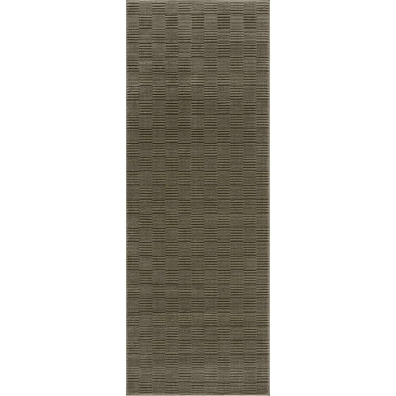 BoutiqueRugs Kazuma Contemporary Runner Rug - Machine Washable - Gray Green, Moss Green - 2'7" x 10' Runner