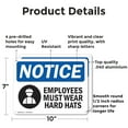 thumbnail image 2 of (2 Pack) Employees Must Wear Hard Hats OSHA Notice Sign 10 Inch X 7 Inch Indoor / Outdoor Rust-Free Aluminum Metal Signs for Workplace, Workshop, and Construction Site, Made in the USA, 2 of 8