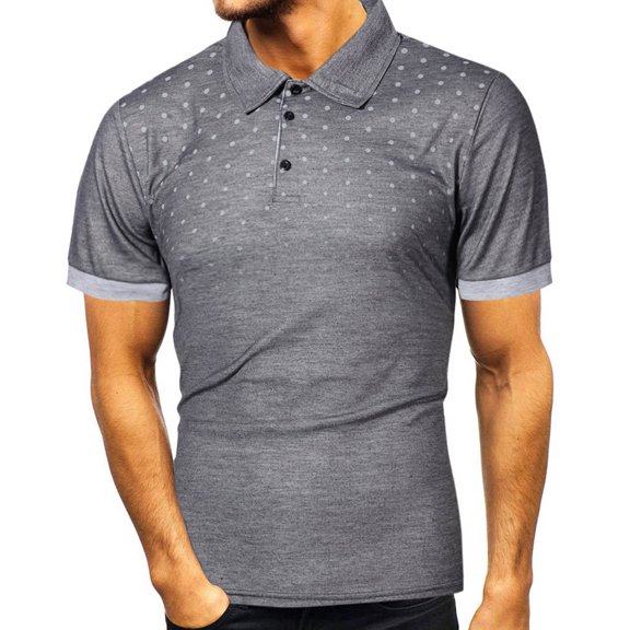 Pitauce Shirts for Men Slim Fit Fashion Short Sleeve Lapel Collar Shirts Summer Casual Polka Dot Business Shirt on Clearance