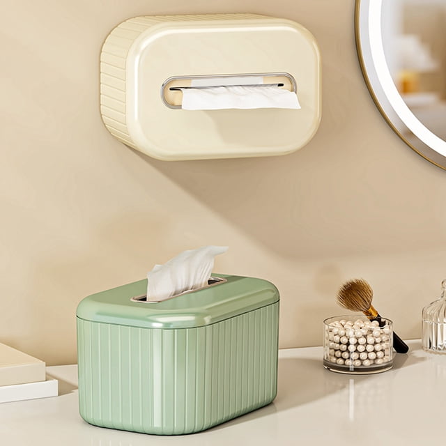 Plastic Tissue Box Green Plastic Tissue Box Cover Organizer for Facial Paper Kitchen Bathroom Vanity Countertops Bedroom Dresser(1-Piece) Rkxzt