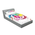 thumbnail image 2 of Ambesonne Colorful Fitted Sheet & Pillow Sham Set, Grunge Pacifism Theme, Twin, Multicolor, 2 of 2
