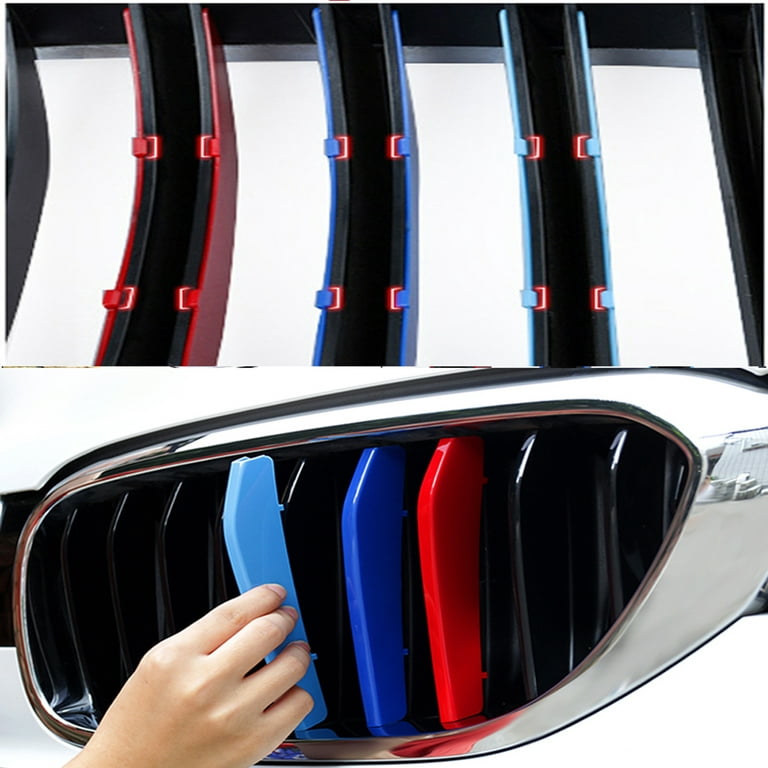 Trimla M-Colored Grille Insert Trim Performance Sport for 05-08 BMW 3  series 4door E90 E91 Fit 316i 318i 320i 325d 328i 330i 330d 335i 2005 2006  2007 2008 Kidney Strips Clips Cover 