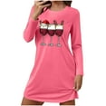 thumbnail image 2 of HOMBOM Womens Cute Nightgown Lightweight Pajamas Christmas Hot Pink Xmas Loose Nightie for Female Long Sleeve, 2 of 6