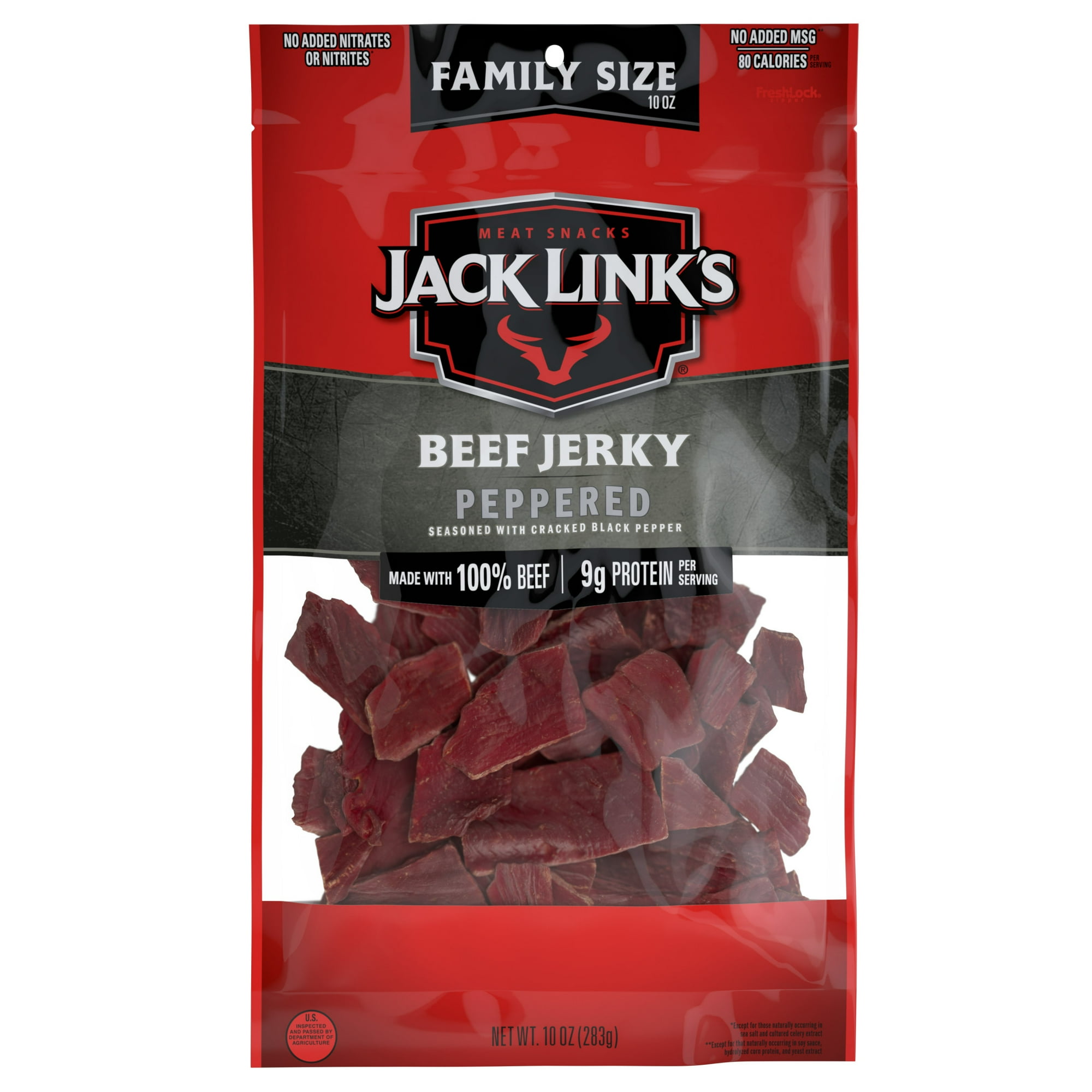 Jack Link’s Beef Jerky, Peppered, Made with 100% Beef, 9g of Protein per Serving, 10 Ounce Bag
