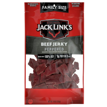 Jack Link’s Beef Jerky, Peppered, Made with 100% Beef, 9g of Protein per Serving, 10 Ounce Bag