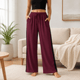 thumbnail image 2 of Aezemi Womens Summer Loose Drawstring Pants Elastic Waist Soft Comfy Palazzo Outdoor Casual Trousers Women Baggy Fashion Workout Walking All Match Bottoms with Pockets XL, 2 of 9