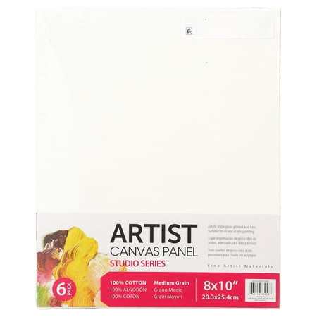 Studio Canvas Panel, 8"X10", 6 Pack, 100% Cotton Acid Free, White, Academic Canvas, For All Skill Levels