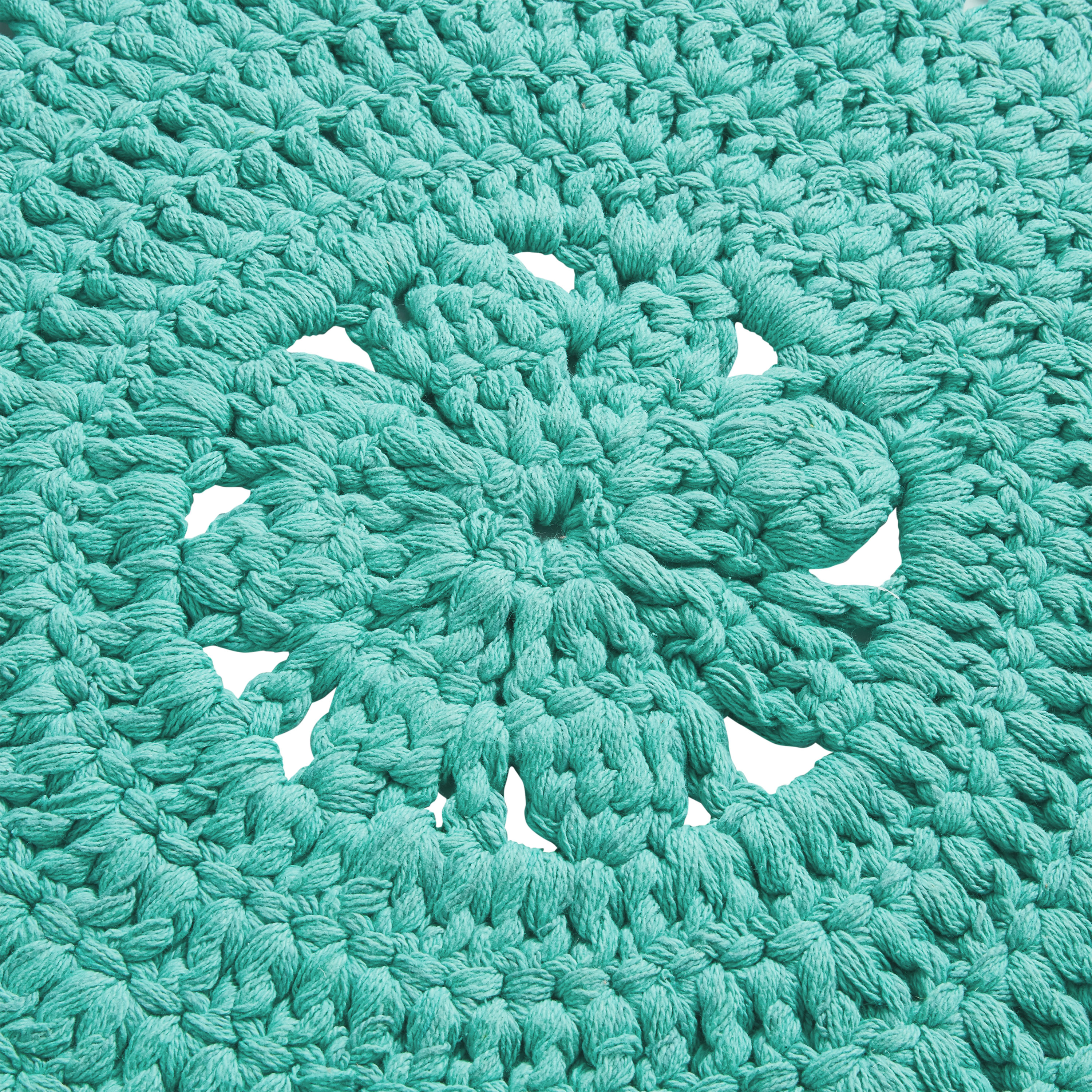 The Pioneer Woman Round Cotton Crochet Accent Rug, Teal - image 4 of 5