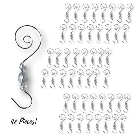 Christmas Ornament Hooks Metal Wire Hanging Hook Set 48 Shiny