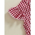 thumbnail image 6 of aturustex Toddler Baby Girl Bubble Romper Outfits 0 3M 6M 12M 18M Infant Classic Plaid Pattern Bodysuits Crew Neck Jumpsuits Flying Sleeve Rompers witute Casual 2Pcs Daily Summer Clothes Set, 6 of 6
