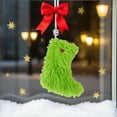 thumbnail image 6 of Christmas Green Hanging Faux Fur Stockings Treat Bag Candy Pouch Holder for Xmas Tree Holiday Party Supplies, 6 of 6
