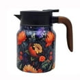 thumbnail image 2 of Insulated Coffee Carafe 1L with Floral Design, Stainless Steel Thermal Pitcher with Wooden Handle, 12-Hour Hot Cold Retention for Home Office, 2 of 9