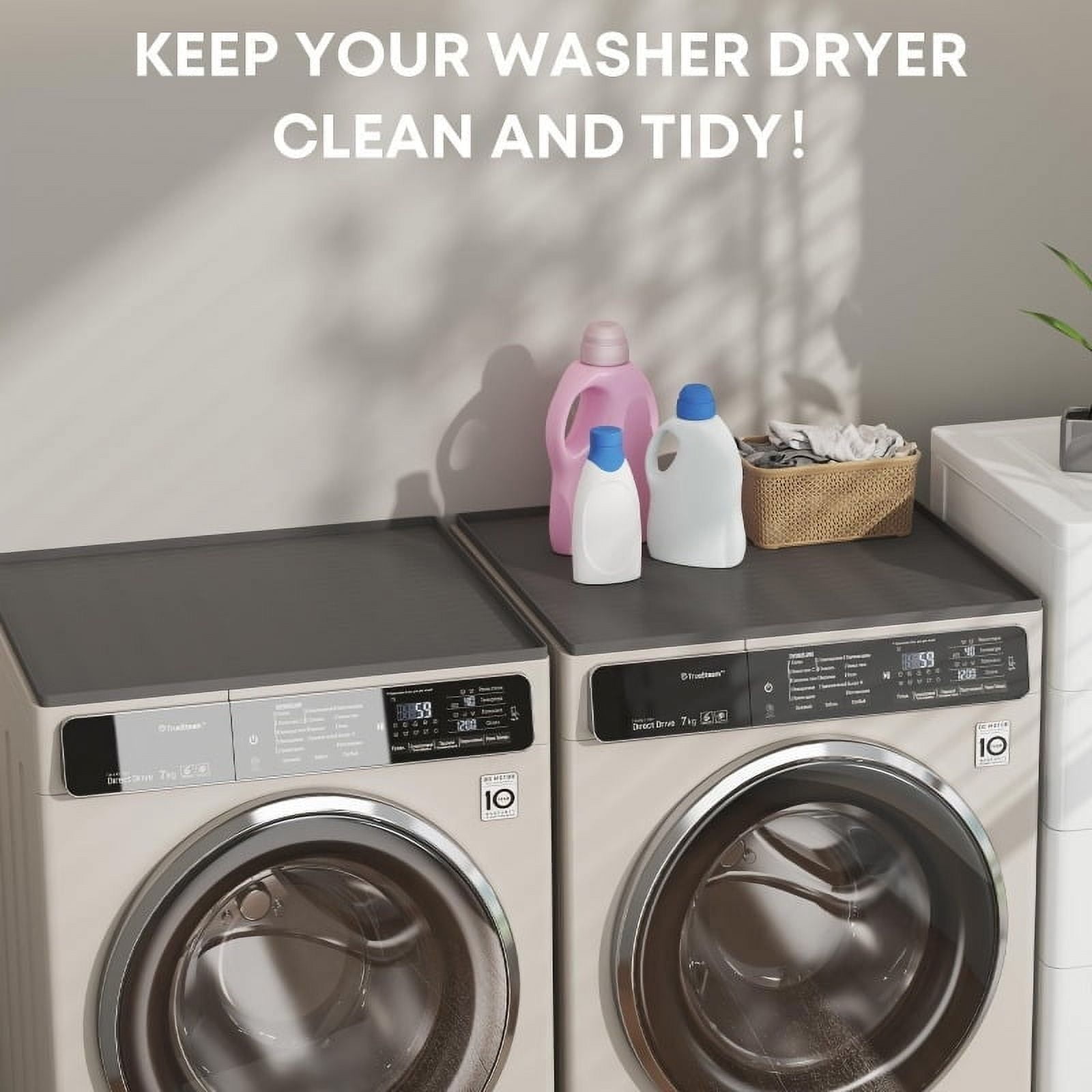 2 PCS Washer and Dryer Covers for the Top, 26" x 18"Washer and Dryer Top Protector Mat, Protective Silicone Rubber Mat, Non Slip Quick Drying Washer Dryer Cover for Home Kitchen Laundry Room