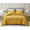 thumbnail image 2 of Chezmoi Collection Nora 3-Piece Mustard Ruffled Edge Trim Microfiber Comforter Set, Full Size, 2 of 9