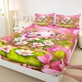 thumbnail image 4 of Erosebridal 3D Pink Axolotl Bed Sheets,Cute Flower Blossom King Sheets For Girl 4-Piece, 4 of 6